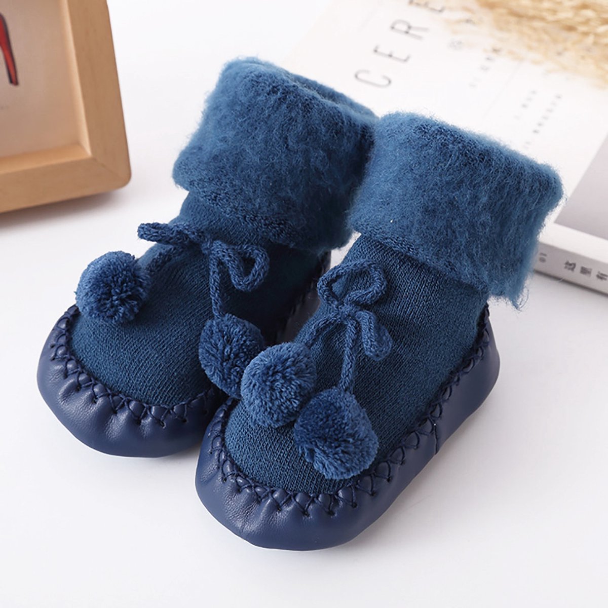 1 Paar Zachte Slofjes Blauw | 0-6 Maanden | Jongens en Meisjes | Babyslofjes