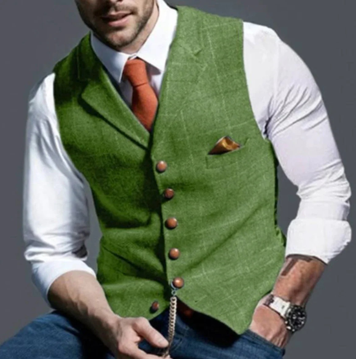 Vintage herenvest – Klassieke stijl met moderne rand - Afbeelding 3