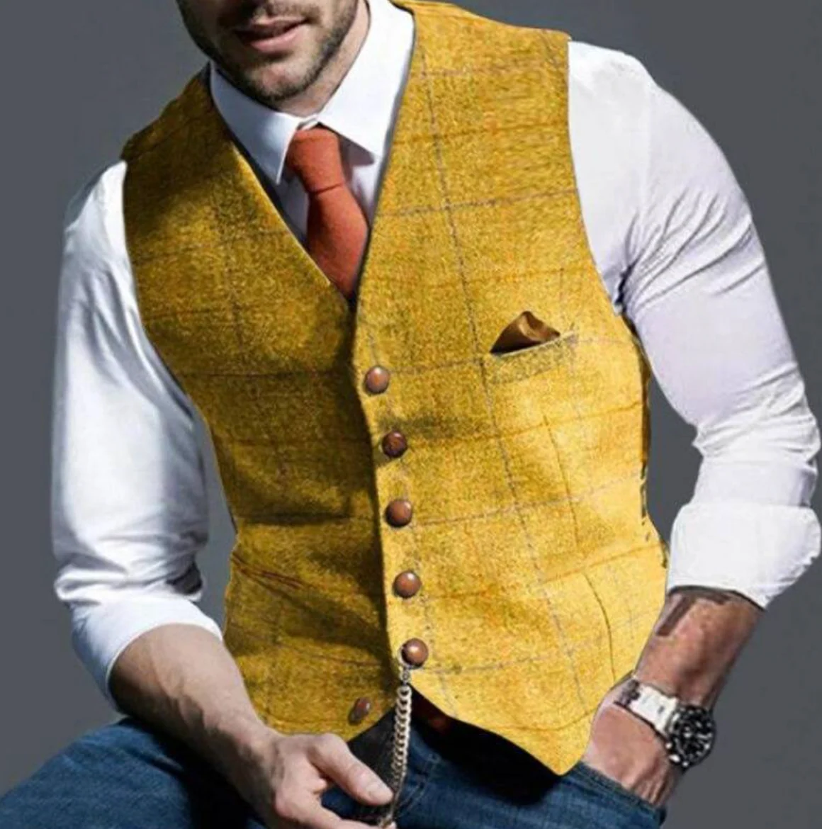 Vintage herenvest – Klassieke stijl met moderne rand - Afbeelding 5