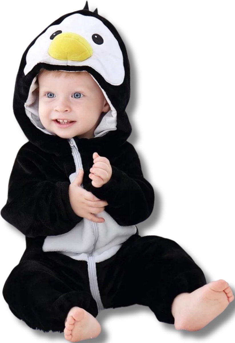 Pinguin Baby Dieren romper Verkleedpak – Peuter CarnavalKostuum – Onesie Kinderen 6 maanden tot 2 jaar – Flanel – Voor Kerstmis, Sinterklaas Cadeau – Jongen & Meisjes – Jumpsuit – Pyjama of Boxpak – Kruippak – Perfect kraamCadeau – Animal
