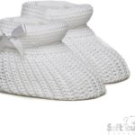 Soft Touch Babyslofjes Gebreid Met Strikje (Zijkant) New Born 0-3 Maanden Wit