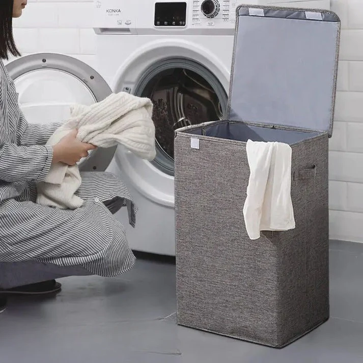 Inklapbare ruime wasmand met deksel - Afbeelding 6