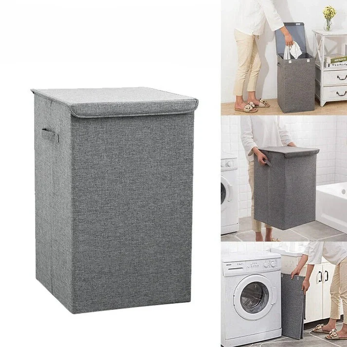 Inklapbare ruime wasmand met deksel - Afbeelding 7